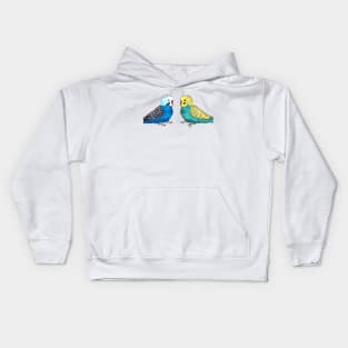 Budgie - blue mutation and Graywing in green line Kids Hoodie